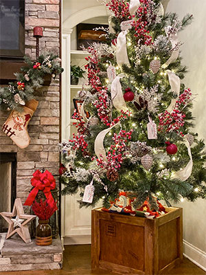 Christmas tree in a shipping crate stand