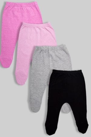 רביעיית רגליות פלנל - חלק - ורוד אפור שחור (3-18 חודשים)
