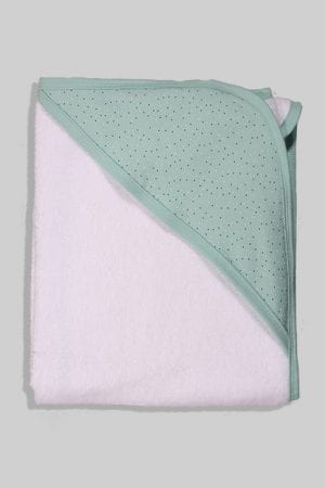 מגבת לתינוק עם כובע  - נקודות - ירוק
