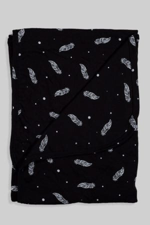 שמיכת קיץ טריקו דו צדדית לעגלה/מיטה - נוצות שחורות