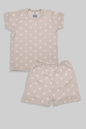 סט חליפת שינה קצר מכנס וחולצה - כוכבים - אפור בהיר (12 חודשים - 4 שנים)