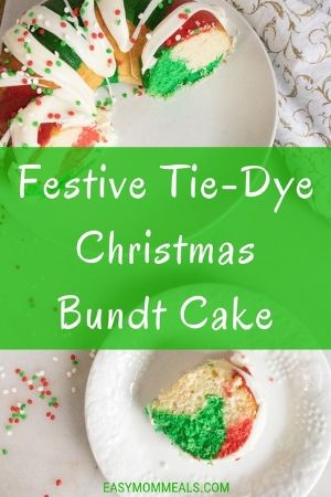 Tie Dye Christmas wreath bundt cake