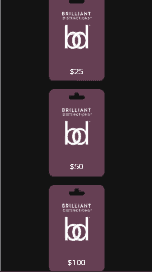 Here you can choose one of the Brilliant Distinctions gift card code.