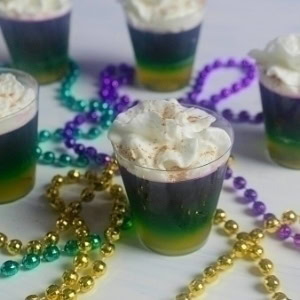 Festive Mardi Gras Layered Jello Shots