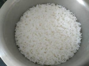 Rice cooked in pressure cooker