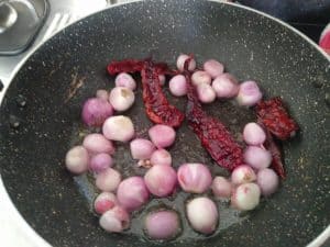 Saute red chillies