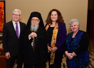 L-R: Dr. Charles Haynes, His Eminence, Archbishop Demetrios, Dr. Elizabeth Prodromou, Dr. Debra Mason