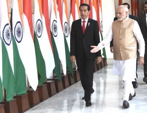 Narendra Modi di Hyderabad House, New Delhi, Senin (12/12) siang