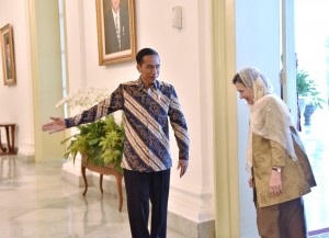 Presiden Jokowi saat menerima kunjungan First Lady Afghanistan di Istana Kepresidenan Bogor, Jawa Barat, Selasa (5/12). (Foto: Humas/Agung)