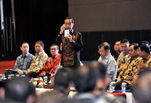 President Jokowi answers questions from participants during Government Working Meeting at JIExpo Kemayoran, Jakarta, Wednesday (28/3). (Photo by: Agung/Public Relations Division of Cabinet Secretariat).