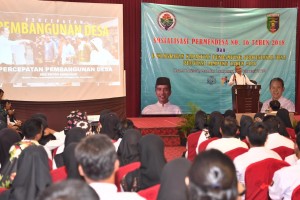 Minister of Village, Development of Disadvantaged Regions and Transmigration Eko Putro Sandjojo delivers his remarks during dissemination of Ministerial Regulation Number 16 of 2018, in Lampung, Sunday (3/2). Photo by: PR of Ministry of Village, Development of Disadvantaged Regions and Transmigration.