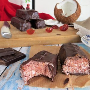 Cherry Ripe Bar (gluten and dairy free) just like the Cadbury's Cherry Bliss Bar