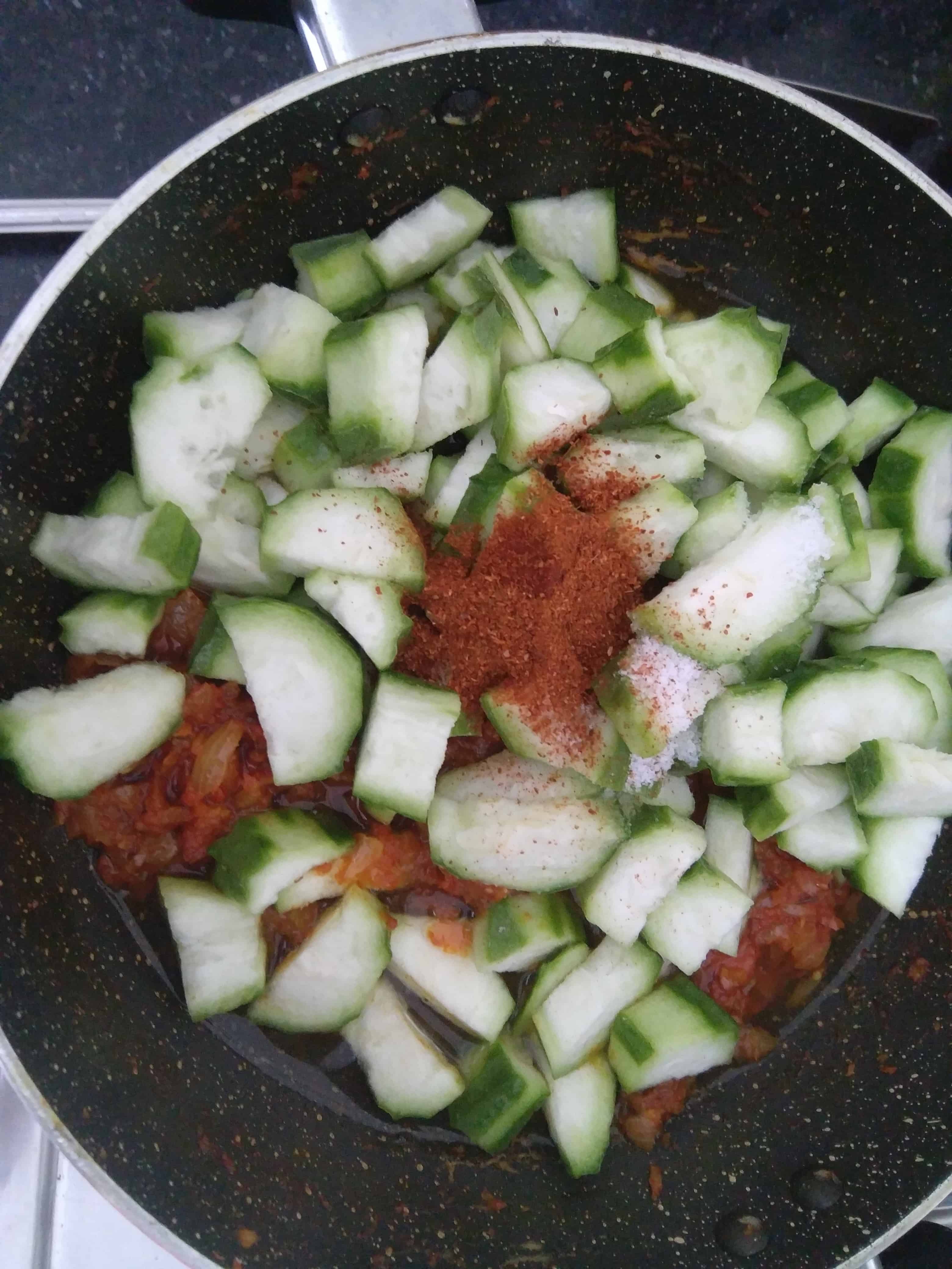Chopped Turai to be cooked with spices