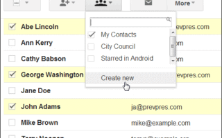 Create new group in Contacts