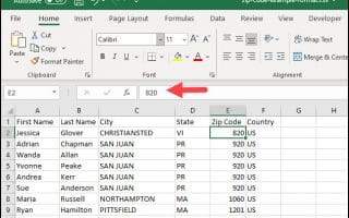 Example of dropped zero in zip code