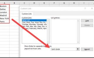 Cusotm list dialog with import range
