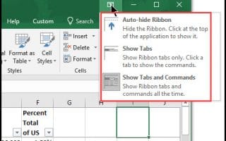 Excel Ribbon Display Options