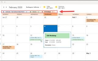 Two Outlook calendars overlayed with details.