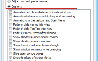 windows performance options settings