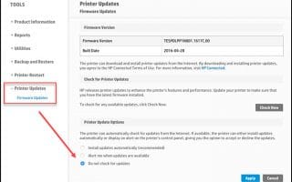 default printer settings