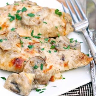 Chicken with Cheesy Mushroom Cream Sauce