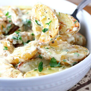 Creamy Herb Roasted Fingerling Potatoes.