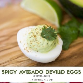 Spicy Avocado Deviled Eggs (Mayo-Free)