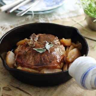 Pumpkin Tea Glazed Pork Chops and Apples