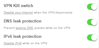 PIA IP leak protection settings