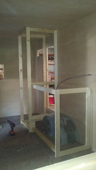 the fridge will be in the tall cabinet in back