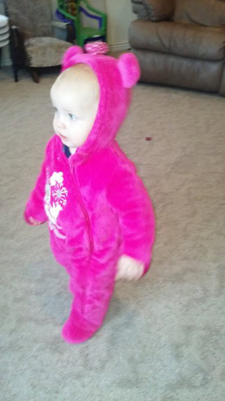 Poor Miles had to suffer through the hand me downs to keep warm while we got some snow. We have like 8 inches today!