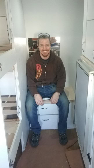 Clearly he's overwhelmed with the glitter sparkle toilet (its a bit of a tight squeeze)