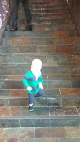 Miles can play on stairs ALLLL DAY. It's his favorite. he's working on his one foot at a time, up/down/around. We literally went to an arcade and THIS was his favorite toy...