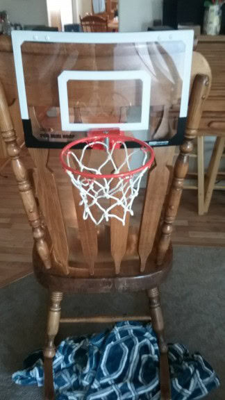 Granny got a basket ball hoop that can mount to the front side.