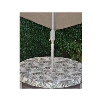 PATIO SET WITH UMBRELLA AND COVERED TABLE
