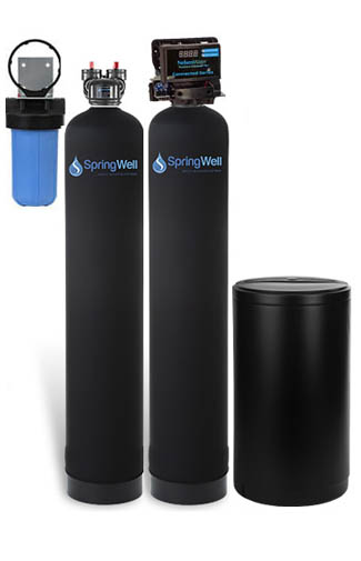 water filter and salt based softener combo system