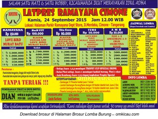 Brosur Latpres Burung Berkicau Ramayana Cimone, Tangerang, 24 September 2015