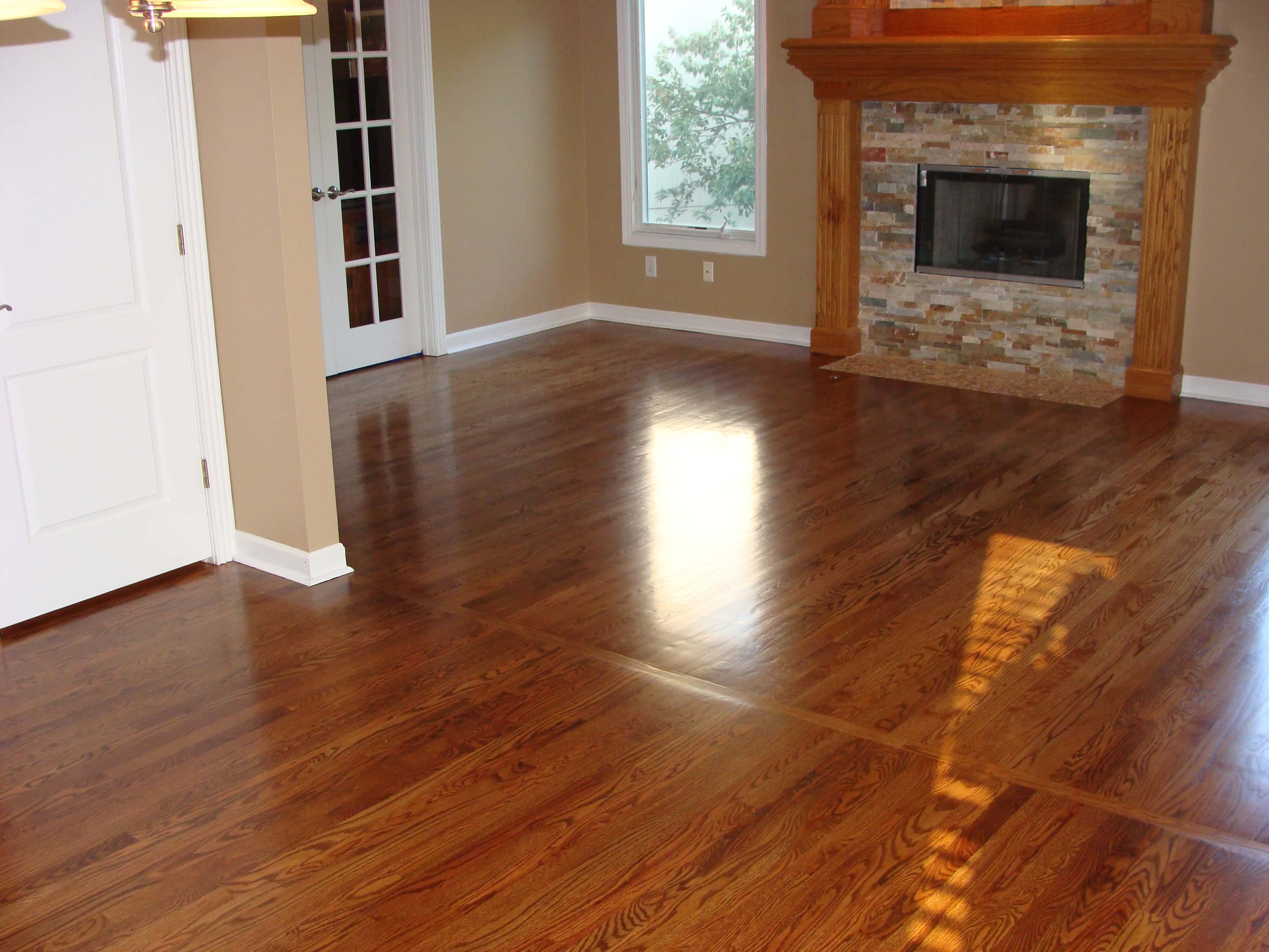 White oak floor with brown finish