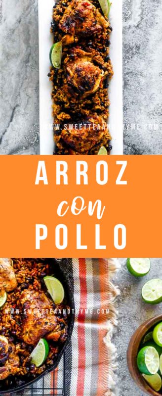 Arroz con Pollo is classic Cuban and Puerto Rican comfort food. Made in one pan with rice, chicken and veggies, this easy chicken and rice dish is a family-approved staple.