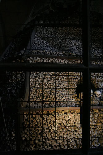 These are stacks of skulls, and there are two side rooms like this.