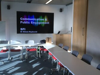 Presentation room with cool screen