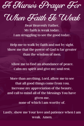 Nurse's Prayer for When faith Is Weak