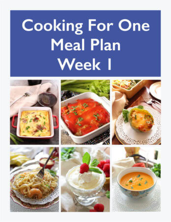 This Cooking For One Meal Plan, Week 1 includes recipes, a grocery list and cooking tips. These meal plans are ideal for anyone cooking for one or two people and is designed for people who live on their own, a parent who wants to indulge themselves while their kids have their favorites, couples that can't agree on what they want for dinner or caregivers providing meals to a parent or friend. | One Dish Kitchen