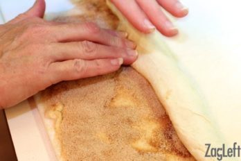 Rolling dough for cinnamon rolls