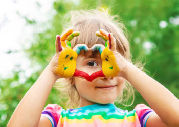 children hands in colors. Summer photo. Selective focus. relidom galería