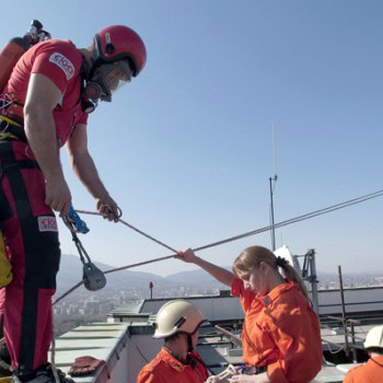 Elena Yoncheva and Ivan Kristoff during emergency response training Institute for Vertical and Aerial operatioNs