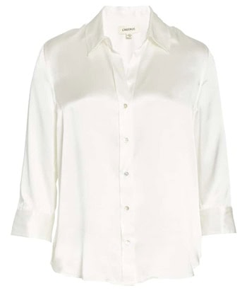 white satin button down shirt