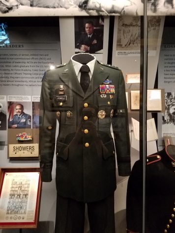One of Colin Powell’s uniforms. Collin Powell is a retired U.S. Army four star general, and was the first African American secretary at the U.S. Department of State under George W. Bush.