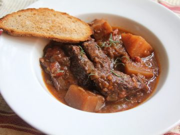 Braised Short Ribs with Red Wine, Tomatoes and Rutabaga