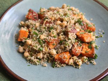 Roasted Sweet Potato and Quinoa Salad with Chickpeas and Preserved Lemon